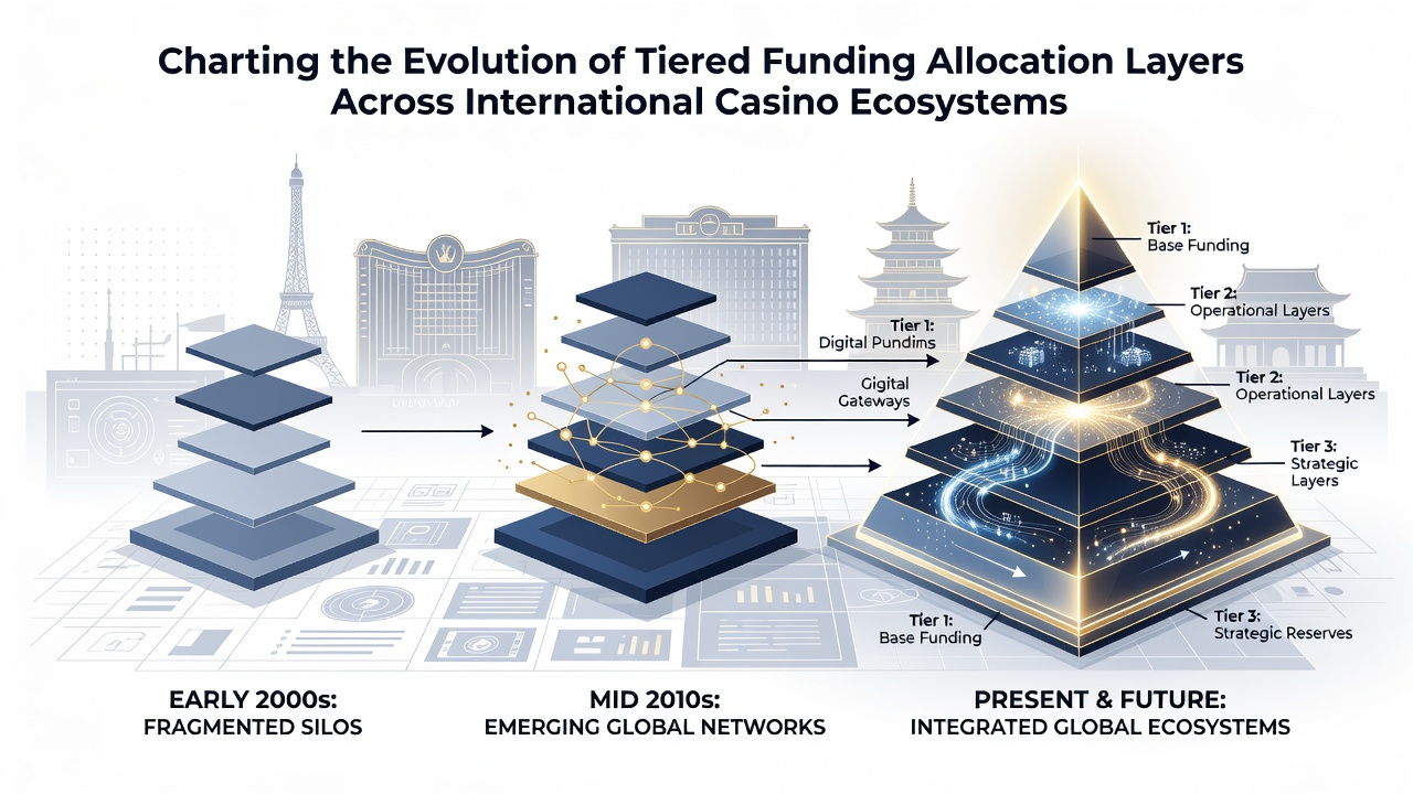 Illustration of international casino funding flows through tiered allocation layers