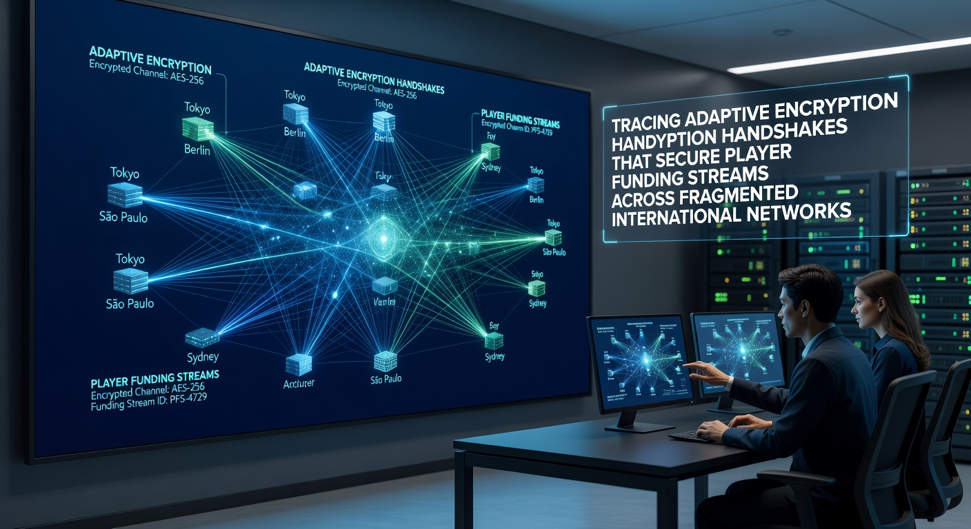 Diagram showing encryption handshake tracing across global gambling payment networks